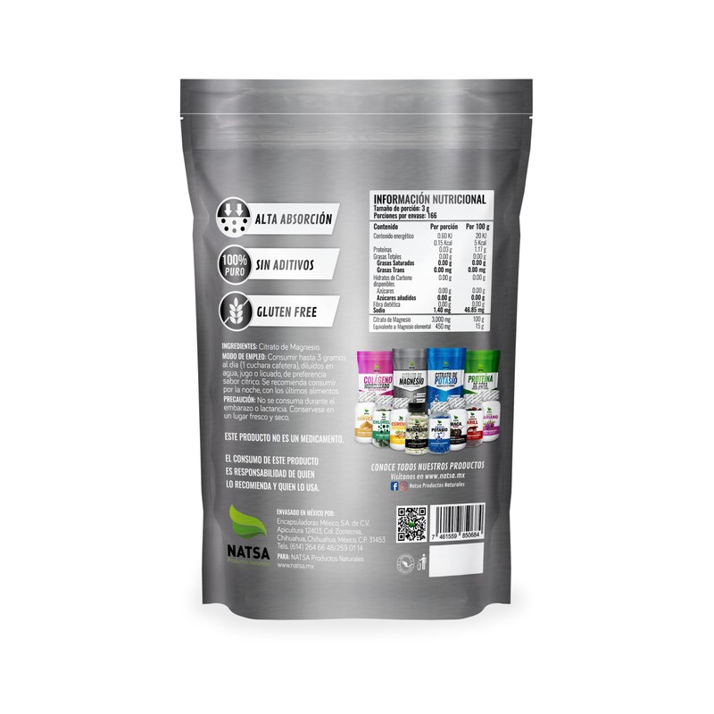 Citrato de Magnesio Premium 500 grs