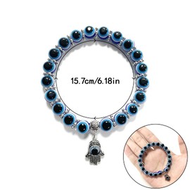 Blue Evil Eye Bracelet, Turkish lucky Blue Eye Bracelet for Women Men for Protection and Blessing (8mm)