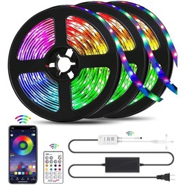 LED Lights for Bedroom 100 FT(4 Rolls), LED Strip Lights with App Control, Sync to Music 5050 RGB LED Lights with 44 Keys IR Remote, LED Lights for Room Party Home Decorations - Size: 49.2ft