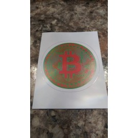 BITCOIN 70's acid green hippie flower power sticker!  3.0 x 3.0