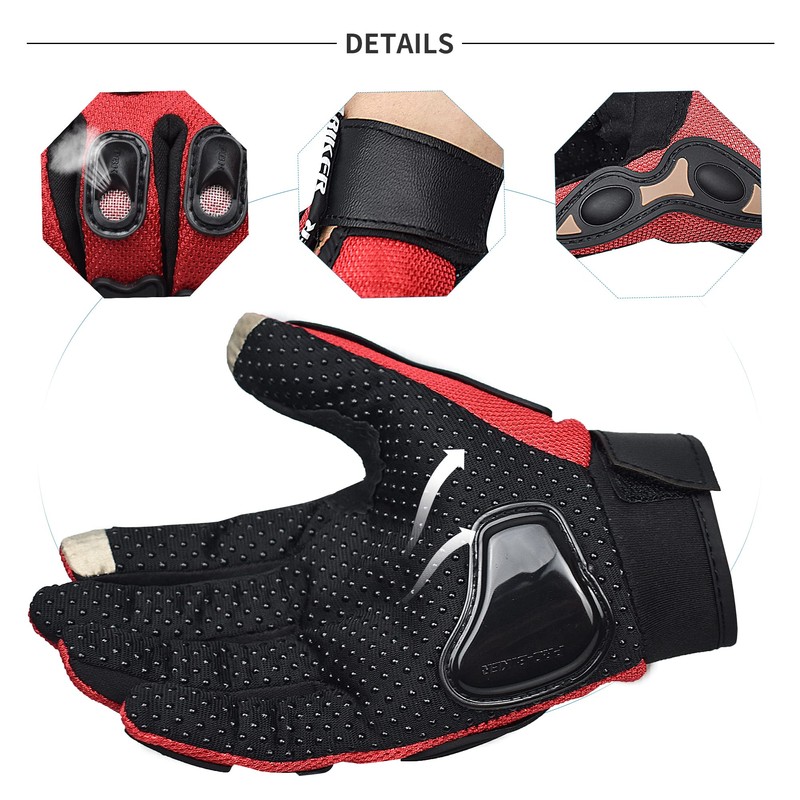 CHCYCLE - Guantes de moto con visualización táctil, Rojo, XL-Red