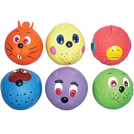 Good Boy Latex Face Ball Dog Toy (1 ball), red, orange or yellow