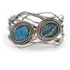 Avalaya Vintage Inspired Blue Semiprecious Stone Wire Cuff Bracelet/Bangle -