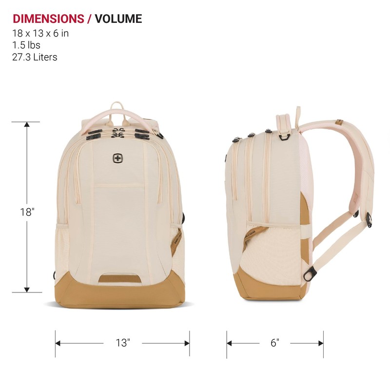 SwissGear Cecil 5505 Laptop Backpack, Cream/Warm Sand, 18-Inch