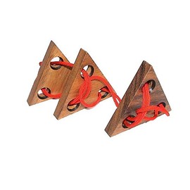 Knitted Puzzle Triangle, Three Triangles Made of Wood to Free from the Cord, Puzzle Wood String Puzzle, Puzzle Game, String Puzzle, IQ Puzzle, Wooden Puzzle, 2D Puzzle, Brain Teaser