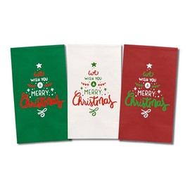 Christmas Napkins, We Wish You A Merry Christmas, Green and Red Paper Dinner Napkins, Christmas Table Decor and Guest Towels, Christmas Gift, Party Favors (12Pack - (4Red, 4Green & 4White))