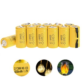 Odstore AA Ni-Cd 1.2V 2/3AA 600mAh Rechargeable Battery - 12pcs yellow