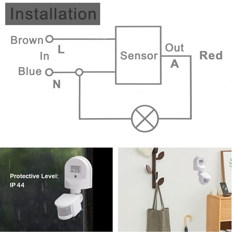Greluma 1 x AC 220V-240V PIR Body Motion Sensor Infrared
