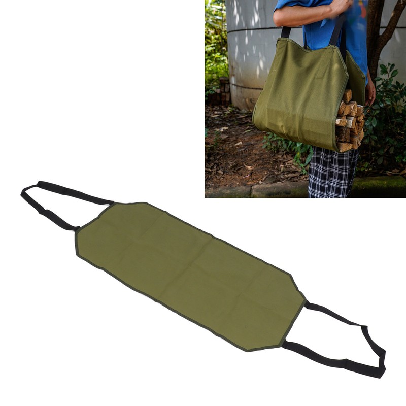 Large Canvas Firewood Carrier Log Bag Indoor Fireplace Log Carrier
