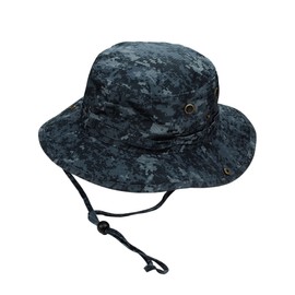 MG Men's Washed Cotton Twill Chin Cord Outdoor Hunting Hat, Midnight Digital, XL