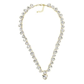 JNF Crystal Rhinestone Choker Collar Necklace For Women, Colorful Bling Neck Chain Trendy Sparkly Statement Piece Crystal Rhinestone Heart Bib Necklace