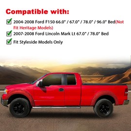 DOTCOM Fender Flares,Fit For 2004-2008 Ford F150 with 66.0"/67.0"/78.0"/96.0" Bed Length(Not Fit Heritage Models),Fit 07-08 Lincoln Mark LT 67.0" /78.0" Bed Length,Pocket Riveted Textured Style
