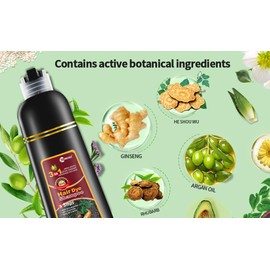 leorx Hair Dye shampool,3 In 1 Brown Color Shampoo Hair Dye For Refresh Hair Instant Herbal Coloring Shampoo For Women&Men-Ammonia Free-Tintes Para El Cabello Profesional