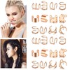 Rose Gold Hair Braids Dreadlock, 24 Pcs Non-Piercing Ear Clip