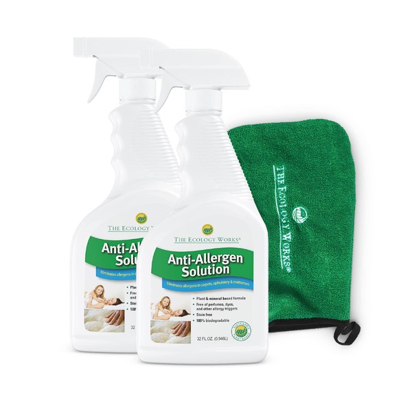 The Ecology Works Solution - Plant-Based Dog & Cat Allergy Spray, Dander Remover, & Dust Mite Waste Reducer for Relief from Allergies - For Cleaning Home, Bedding & Furniture Naturally, Fragrance-Free