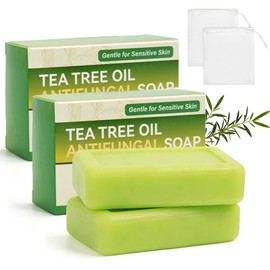 2PCS Tea Tree Soap, Tea Tree Oil Soap, Relief Soap Bar, Natural Foot & Body Soaps, Gentle Exfoliating Bar Soap for Men Women