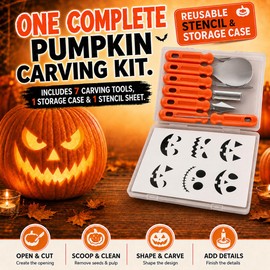 Halloween Pumpkin Carving Kit with 7 Stainless Steel Tools