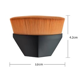 Foundation Makeup Brush with Bonus Protective Case, Flat Top Foundation Brush, Hexagon Face Blush Liquid Powder Foundation Brush for Blending Liquid, Cream or Flawless Powder Cosmetics (Black)