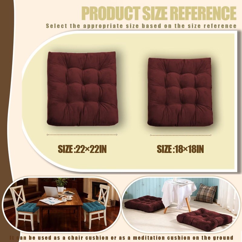 Gfobip Floor Pillows Set Square Chair Cushion Pad Tufted Seat