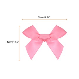 MECCANIXITY 60Pcs Mini Ribbon Bow 1.5" Mini Fabric Satin Ribbon Flower Bows for Craft DIY Sewing Wedding Birthday Party Dark Pink