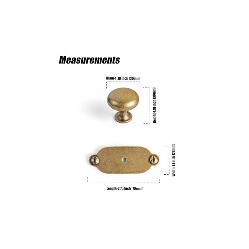 Goo-Ki Antique Brass Zinc Alloy Cabinet Knob with Backplate -