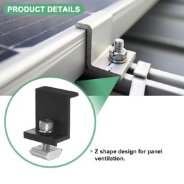 M METERXITY 12-Pack Solar Panel Mounting 40mm Z Clip Lightweight Corrosion-free Aluminum Anodized Solar End Clamp for Roof/Wall/Boat/Off-Grid/RVs Solar Panel Mounting Brackets [Black]