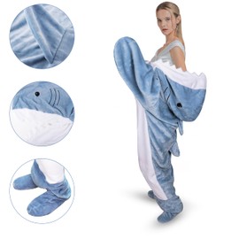 Belloxis Hai Kuscheldecke Mit Ärmeln Shark Geschenke für Frauen Geburtstagsgeschenk für Frauen Geschenke für Freundin Frau Freundinnen Hoodie Decke mit Ärmeln und Kapuze Geschenke für Männer Ehemann