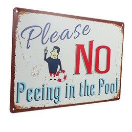 Generic Swimming Pool Metal Sign Pool Safety Sign for Outdoor Decor Vintage Wall Decoration Durable Pool Sign for Family Safety