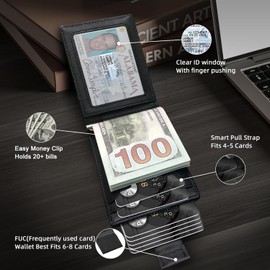 ECOZATU Slim Minimalist Wallet for Men- Money Clip Wallet | Bifold Men Wallets | RFID Blocking Wallet | Genuine Leather Wallets for Men | 12 Card Holder Mens Wallet | Mens Front Pocket wallet