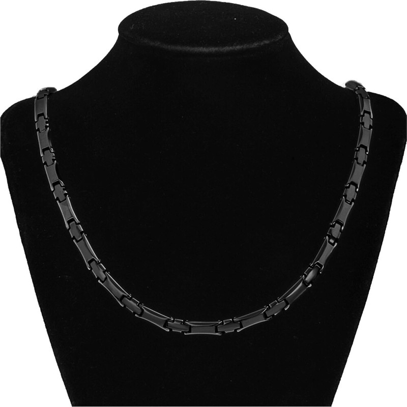 [He] Pure Titanium Germanium Necklace, Men's, Black Magnetic Necklace, Hematite,