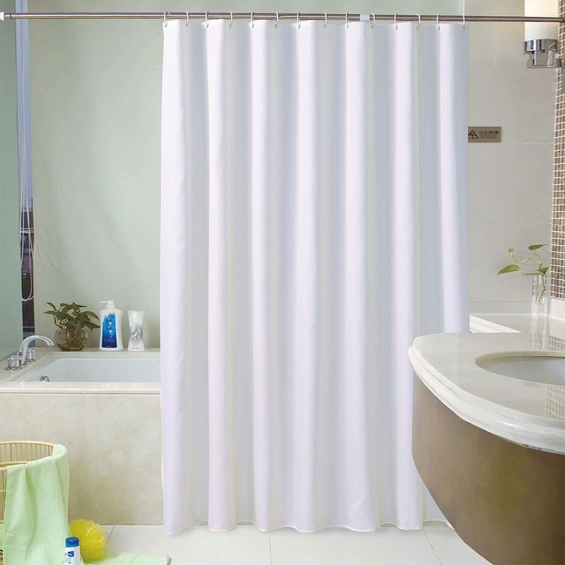 Waterproof Fabric Shower Curtain Thick Bathroom Curtain(White, 180x180cm)