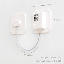 Fridge Lock for Home - Refrigerator & Freezer with Combination Code, Easy Install No Drill Safety for Cabinets, Drawers, Toilet Seats - Multifunctional Adhesive (4, White)