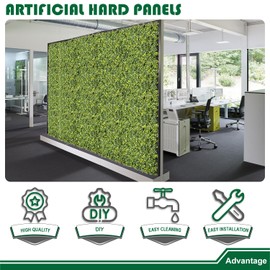 Goleray 18"x12" Artificial Grass Panels Wall Décor with Hard Panels-17Pc Fake Boxwood Hedge Faux Ivy Privacy Fence Screen for Outdoor Indoor Greenery Backdrop, Double Side