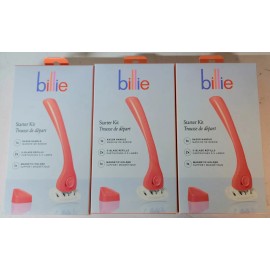 3 Kits of BILLIE'S CORAL (Starter Kits 1x Handle 2x 5-blade razor) FREE SHIPPING