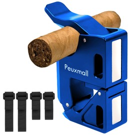 Peuxmall Magnetic Cigar Holder for Golf Cart - Aluminum Alloy Stand Clip Hold 30-70 Rings, 4 Adjustable Straps & Clips onto Cart with Silicone Pad, Ideal Golf Gifts for Golfers (Blue)