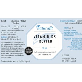 naturafit Vitamin D3 drops 800 IU, 30 ml solution