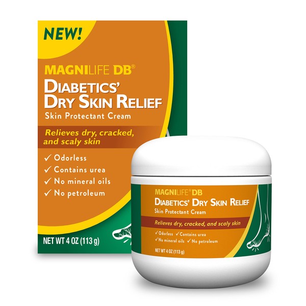 MagniLife DB Diabetics' Dry Skin Relief, Natural Diabetic Foot Cream to Heal Dry, Cracked, and Scaly Skin, Unscented, Petroleum-Free, Non-Greasy - 4oz