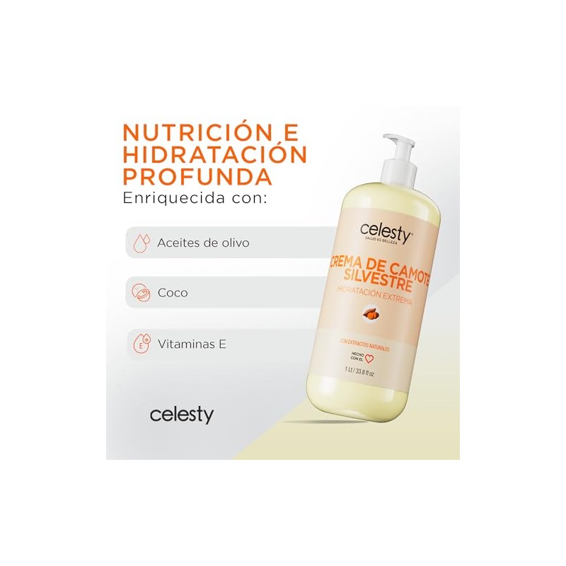 CELESTY | Crema de Camote Silvestre 1lt | Equilibrio Hormonal