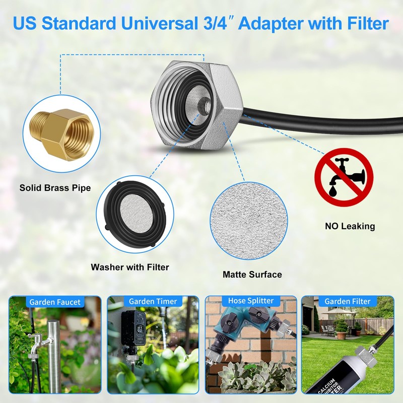 GOXAWEE Misting System, 26FT (8M) Misting Line + 7 Brass
