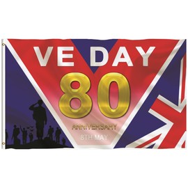 best badge : VE Day 80th Anniversary Flag Decorations 8th 1945-2025 May Victory in Europe Celebration large 5ft 3ft