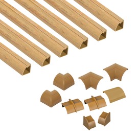 D-Line Cord Cover Kit, 30FT Self-Adhesive Wire Hider, Cable Raceway to Hide Wires on Wall, Cable Management - 6 x 5FT Channels and Accessories (0.87in (W) x 0.87in (H), Stainable Wood-Effect)