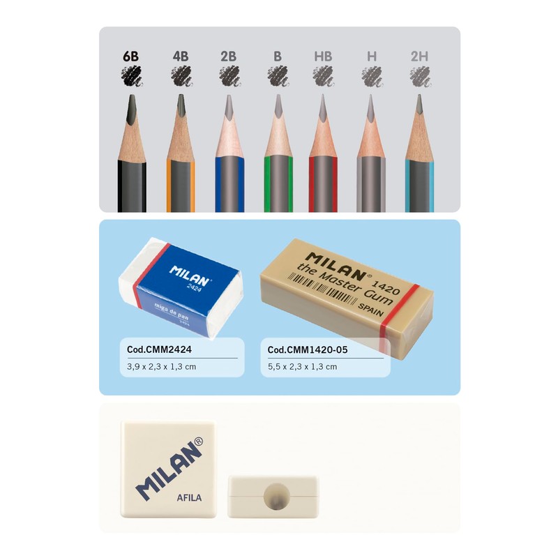 MILAN® 7 Graphite Pencils (2H, H, HB, B, 2B, 4B,