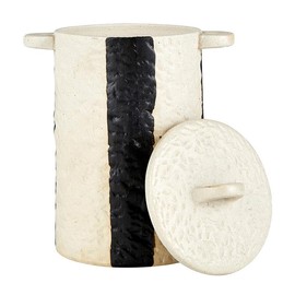 47th & Main Ceramic Canister for Countertop Kitchen Canister with Lid, 3.25"Dia x 4.75"W x 6"H Striped