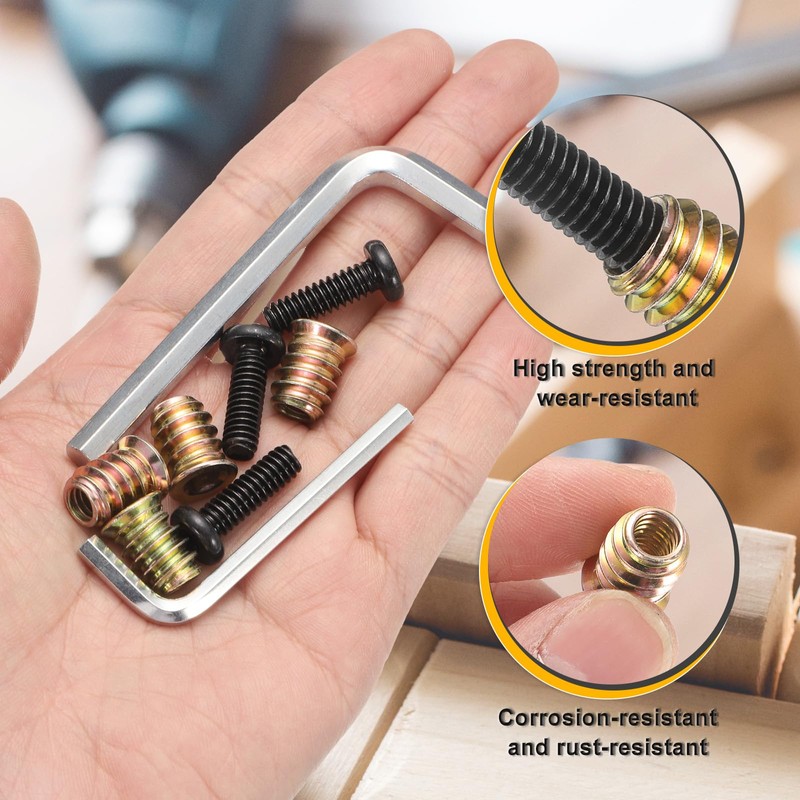 sourcing map 30Sets M6 x 25mm Furniture Screw Threaded Inserts