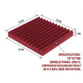 52 Pack Black red 1" x 12" x 12" Acoustic Wedge Studio Foam Sound Absorption Wall Panels