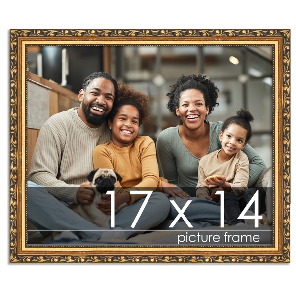 Poster Palooza 17x14 Traditional Gold Complete Wood Picture Frame with