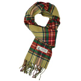 Glory Max Scottish Stewart Tartan Plaid Luxurious Winter Scarf Soft Cashmere Feel 72"x12" (Beige Stewart Tartan)