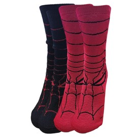 ShopMCR 2 Pairs Boys Thermal Spider Web Socks – Multipack Anti-Skid Grip Socks for Indoor Play, Bedtime & Home Wear (2 Pairs, UK 12-3)