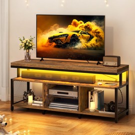 YITAHOME TV Stands for Living Room, Entertainment Center with Storage,TV Stand for 50/48 inch TV, LED TV Stand with Power Outlets, Industrial TV Console Cabinet, Retro Brown