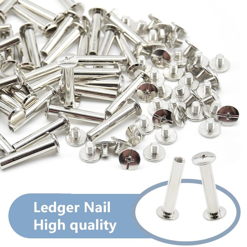 Ruidee 100Pcs/50Set Chicago Screws M5x25mm Book Binding Rivets Screw Posts